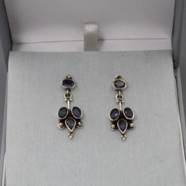 Iolite and Sterling Silver Drop Earrings