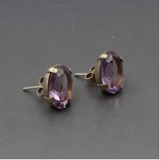 Vintage Amethyst and Silver Stud Earrings