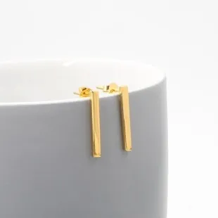 Elegant Rose Gold Bar Drop Earrings