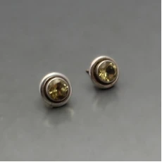 Citrine and Silver Stud Earrings