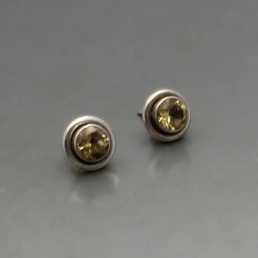 Citrine and Silver Stud Earrings
