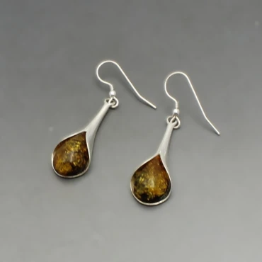 Baltic Amber and Silver Drop Earrings
