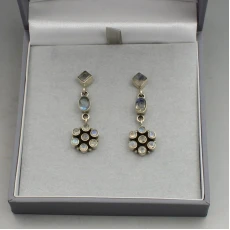 Moonstone and Sterling Silver Drop Earrings