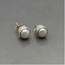 Pearl Silver Stud Earrings