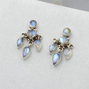 Multi Moonstone Drop Earrings