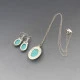 Turquoise and Silver Necklace and Earrings Set