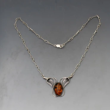 Amber Art Nouveau Style Necklace
