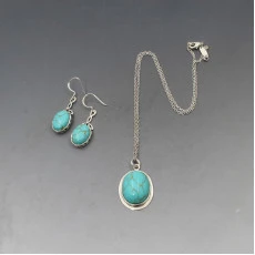 Turquoise and Silver Necklace and Earrings Set