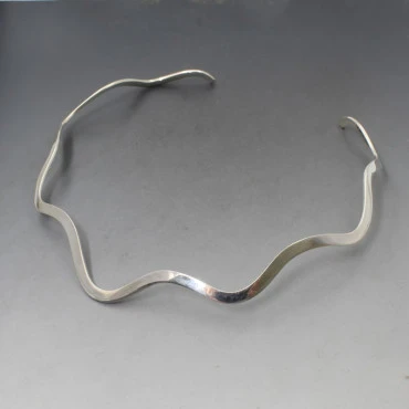 Wavy Sterling Silver Torque Necklace