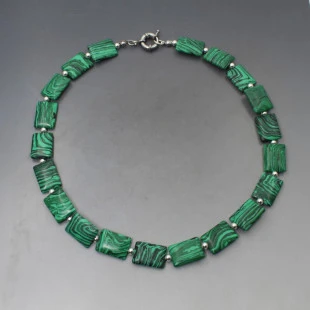 Flat Malachite Bead Necklace