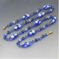 Long Bue Venetian Glass Beads