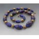 Vintage Venetian Blue and Gold Glass Beads