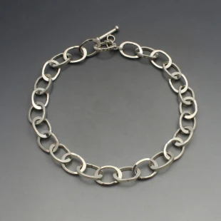 Solid Silver Ovals Chain Necklace
