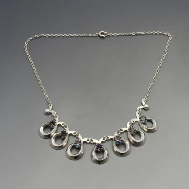 Hermann Siersbol  Silver and Crystal Necklace