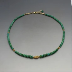 Turquoise and Gold Vermeil Bead Necklace