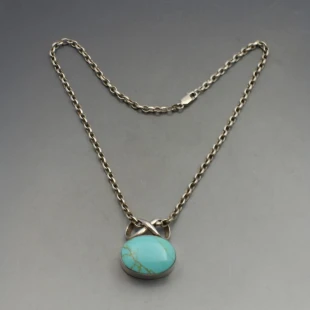 Chunky Turquoise and Silver Pendant