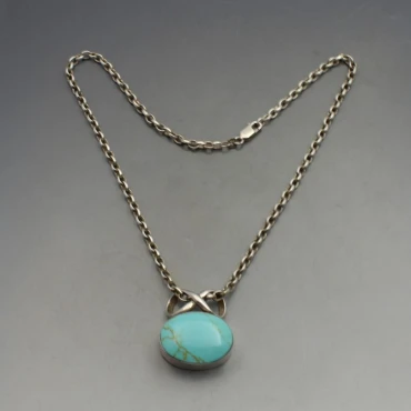 Chunky Turquoise and Silver Pendant