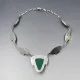  Jade and Silver Mexico Warrier Mask Necklace