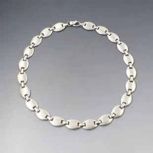 Solid Sterling Silver Ovals Necklace