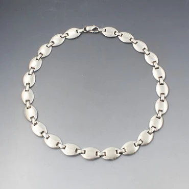 Solid Sterling Silver Ovals Necklace