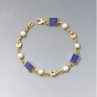Paula Bolton Lapis Pearl "Vermeer" Bracelet