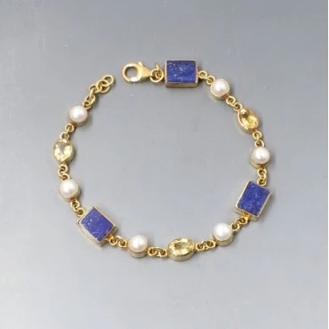 Paula Bolton Lapis Pearl Bracelet