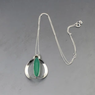 Turun Hopea  Finland Chrysoprase and Silver Pendant