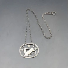 Georg Jensen Sterling Silver Kneeling Deer Pendant