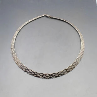 Silver Fringe Collar Necklace 