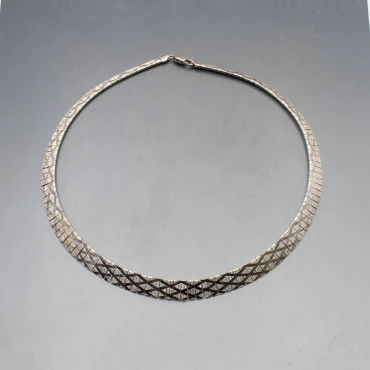 Silver Fringe Collar Necklace 