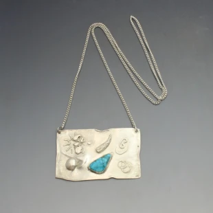 JMS Mexico Silver and Turquoise Pendant