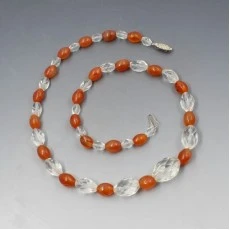 Carnelian and Crystal Beads Necklace