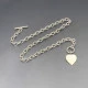 Silver Heart Oval Chain Necklace