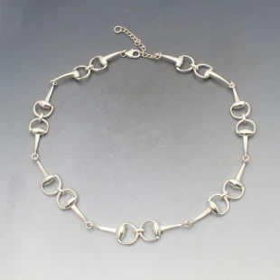 Decorative Silver Bar Link Necklace