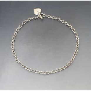 Silver Heart Oval Chain Necklace