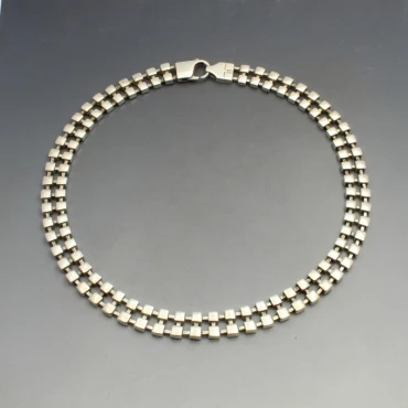 Decorative Heavy Silver Link Necklace