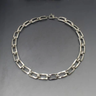 Designer AHJ Silver Link Necklace  63 Grams