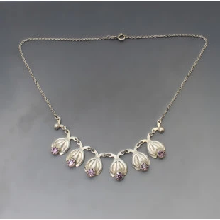 Hermann Siersbol  Silver and Amethyst Crystal Necklace