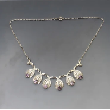 Hermann Siersbol  Silver and Amethyst Crystal Necklace