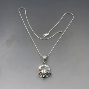 Silver, Crystal, and Multi Gem Pendant