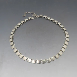 Designer AHJ Silver Squares Necklace