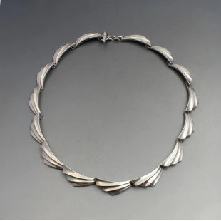 NE From Art Deco Silver Necklace
