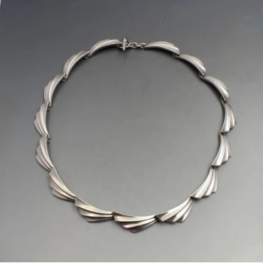 NE From Art Deco Silver Necklace