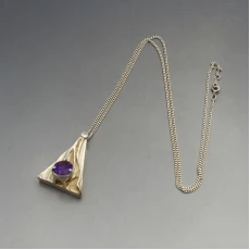 Chunky Silver Amethyst and Silver Pendant