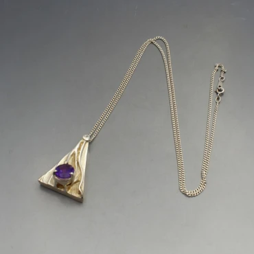 Chunky Silver Amethyst and Silver Pendant