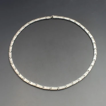 Designer Flat Silver Link Necklace