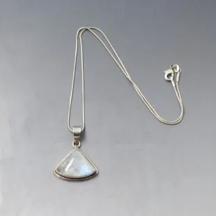 Moonstone Triangle Silver Pendant