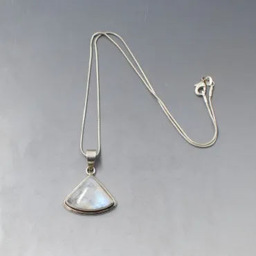 Moonstone Triangle Silver Pendant