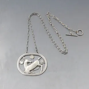 Georg Jensen Sterling Silver Kneeling Deer Pendant by Arno Malinowski #95