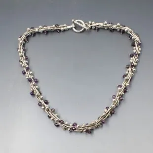 Hiho Silver Amethyst and Silver Chain Necklace